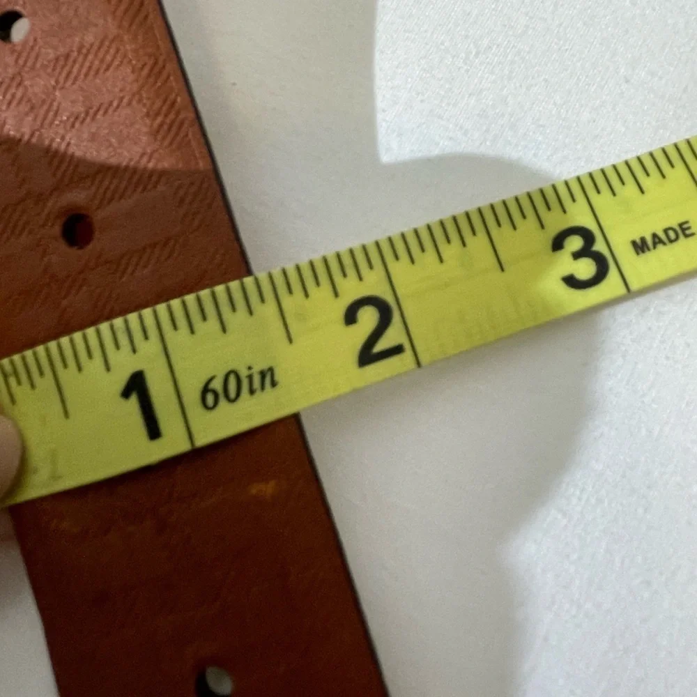 BOCONI NASHVILLE USA Brown Leather Belt Handcrafted Silver Tone Buckle Sz 38/95